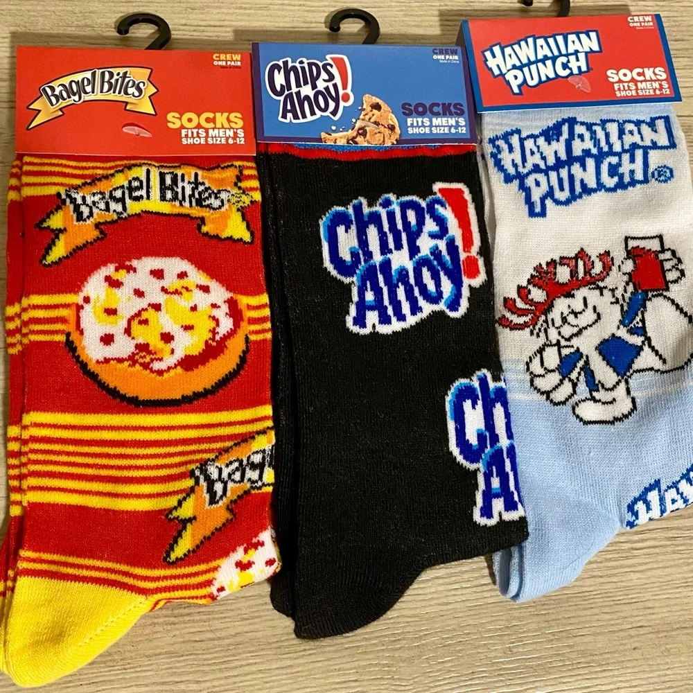 Odd Sox Unisex Novelty Foodie Snacks Pack Your Lunch Socks Set of 3 - NEW